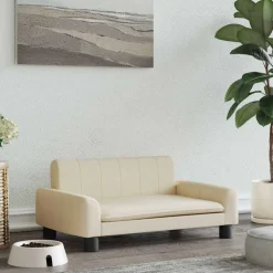 vidaXL Hondenmand 70x45x30 cm stof crèmekleurig