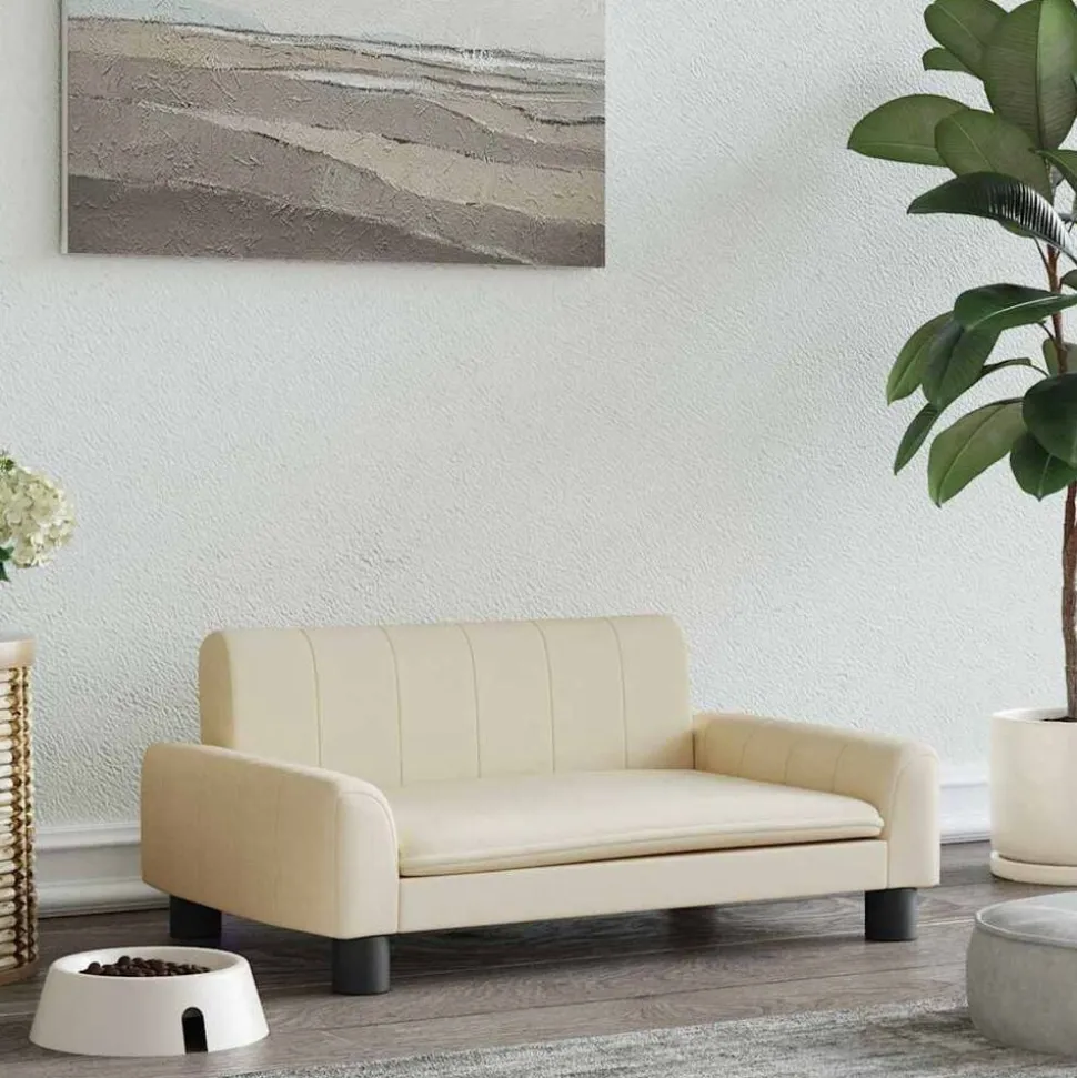 vidaXL Hondenmand 70x45x30 cm stof crèmekleurig