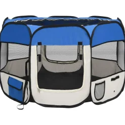vidaXL Hondenren inklapbaar met draagtas 90x90x58 cm blauw