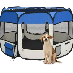 vidaXL Hondenren inklapbaar met draagtas 90x90x58 cm blauw