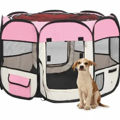 vidaXL Hondenren inklapbaar met draagtas 90x90x58 cm roze