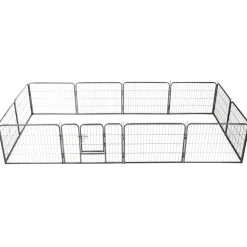 vidaXL Hondenren met 12 panelen 80x60 cm staal zwart