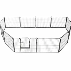 vidaXL Hondenren met 12 panelen 80x60 cm staal zwart