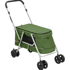 vidaXL Hondenwagen inklapbaar 100x49x96 cm linnenstof groen
