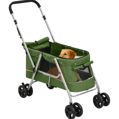 vidaXL Hondenwagen inklapbaar 100x49x96 cm linnenstof groen