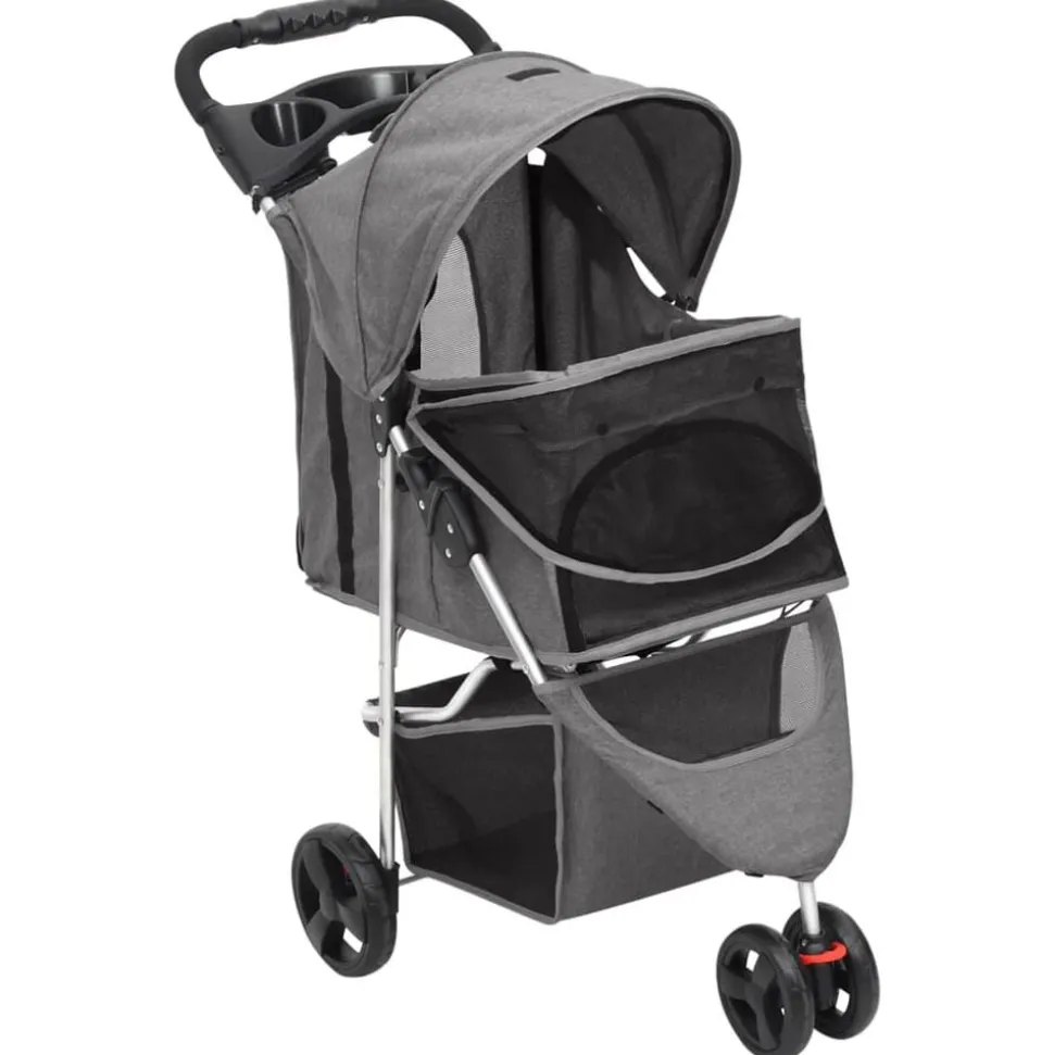 vidaXL Hondenwagen inklapbaar 80x46x98 cm oxford stof grijs