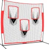 vidaXL Honkbalnet draagbaar 183x105x183 cm Polyester zwart en rood