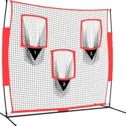 vidaXL Honkbalnet draagbaar 183x105x183 cm Polyester zwart en rood