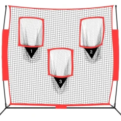vidaXL Honkbalnet draagbaar 183x105x183 cm Polyester zwart en rood