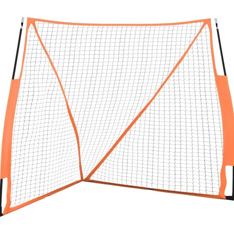 vidaXL Honkbalnet draagbaar 183x182x183cm staal polyester oranje zwart