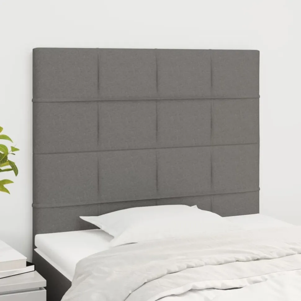 vidaXL Hoofdbord donkergrijs 80x5x118/128 cm Stof