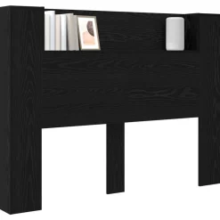 vidaXL Hoofdbord Kast met LED Zwarte Eik 140 x 16,5 x 103,5 cm