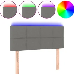 vidaXL Hoofdbord LED 80x5x78/88 cm stof donkergrijs