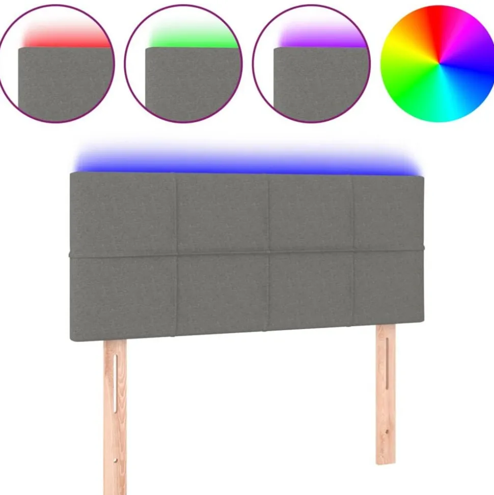 vidaXL Hoofdbord LED 80x5x78/88 cm stof donkergrijs