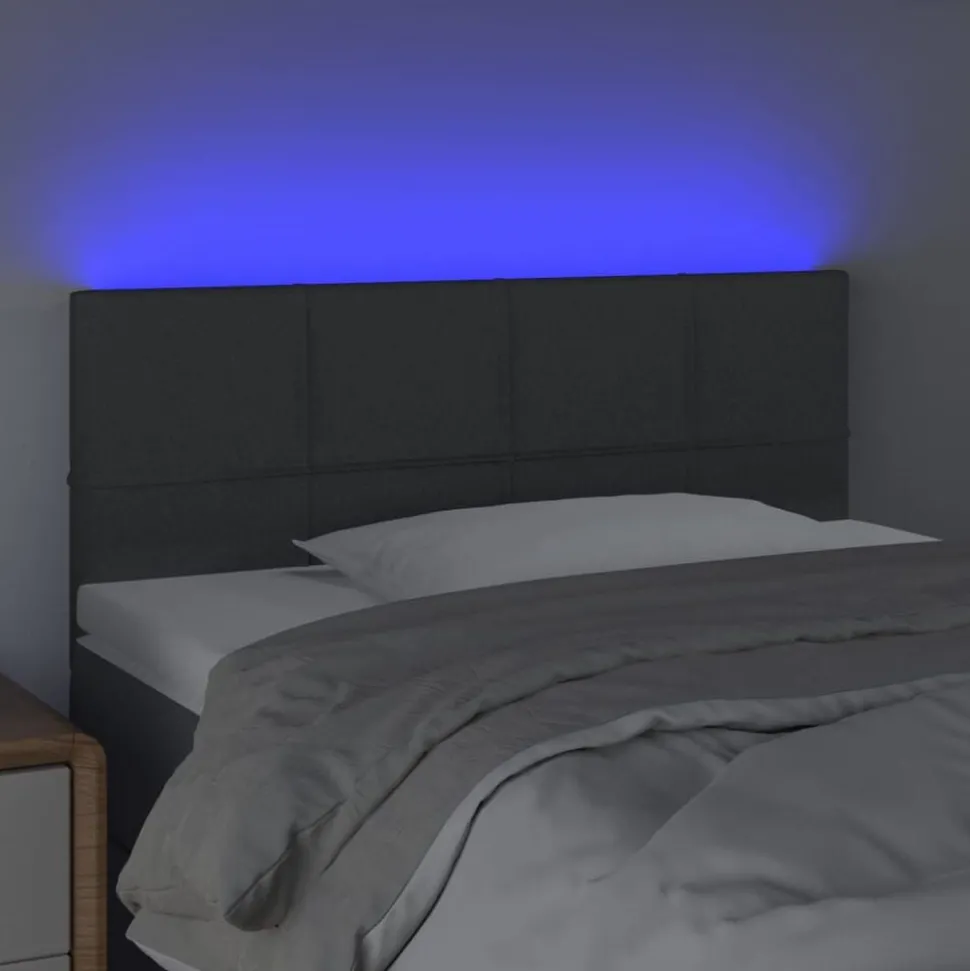 vidaXL Hoofdbord LED 80x5x78/88 cm stof donkergrijs