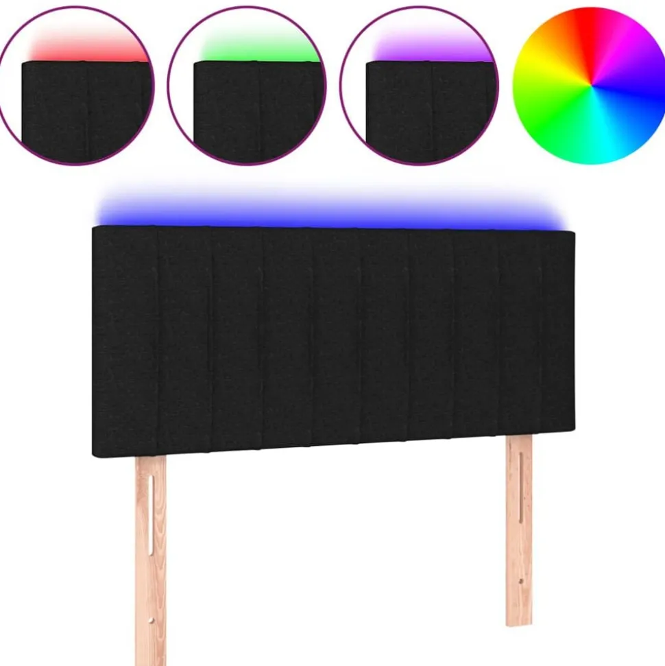 vidaXL Hoofdbord LED 80x5x78/88 cm stof zwart