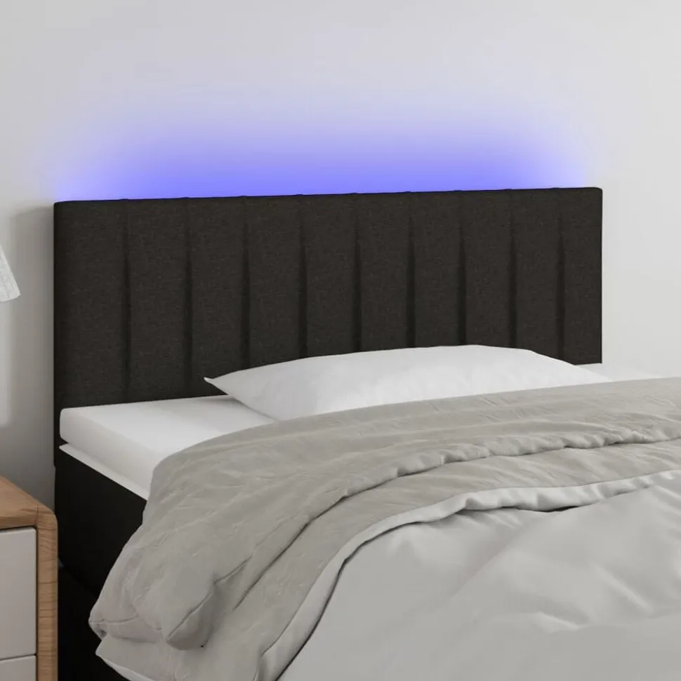 vidaXL Hoofdbord LED 80x5x78/88 cm stof zwart