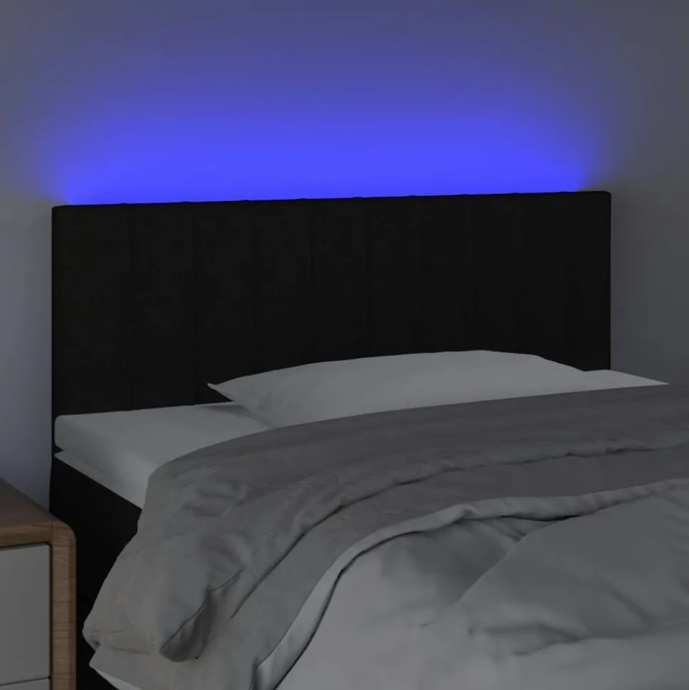 vidaXL Hoofdbord LED 80x5x78/88 cm stof zwart