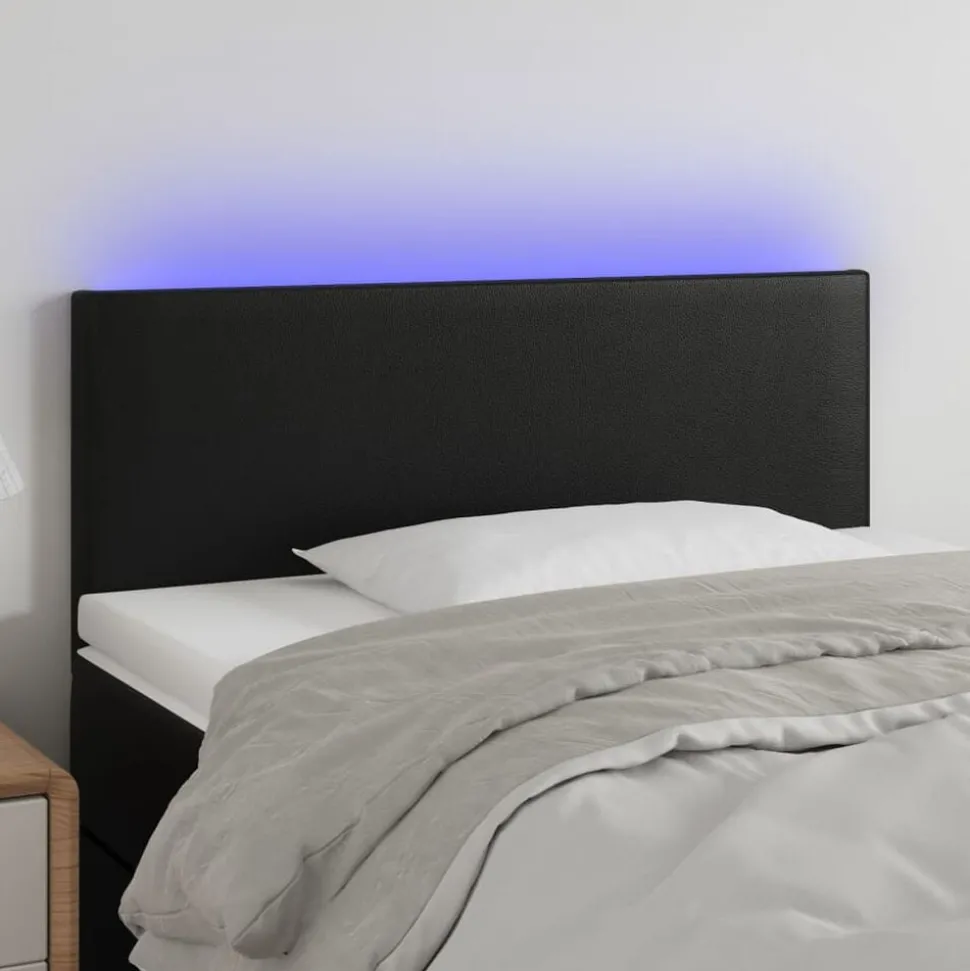 vidaXL Hoofdbord LED 80x5x78/88 cm kunstleer zwart