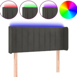 vidaXL Hoofdbord LED 83x16x78/88 cm fluweel donkergrijs