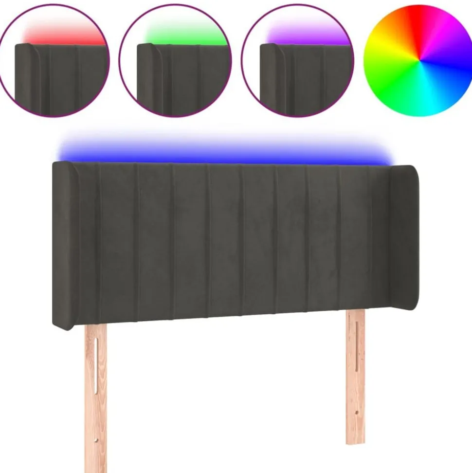 vidaXL Hoofdbord LED 83x16x78/88 cm fluweel donkergrijs