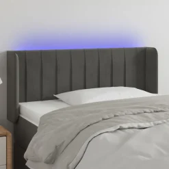 vidaXL Hoofdbord LED 83x16x78/88 cm fluweel donkergrijs
