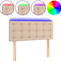 vidaXL Hoofdbord LED 80x5x78/88 cm kunstleer cappuccinokleurig