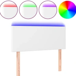 vidaXL Hoofdbord LED 80x5x78/88 cm kunstleer wit