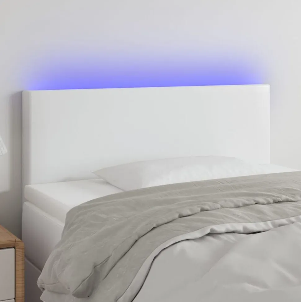 vidaXL Hoofdbord LED 80x5x78/88 cm kunstleer wit