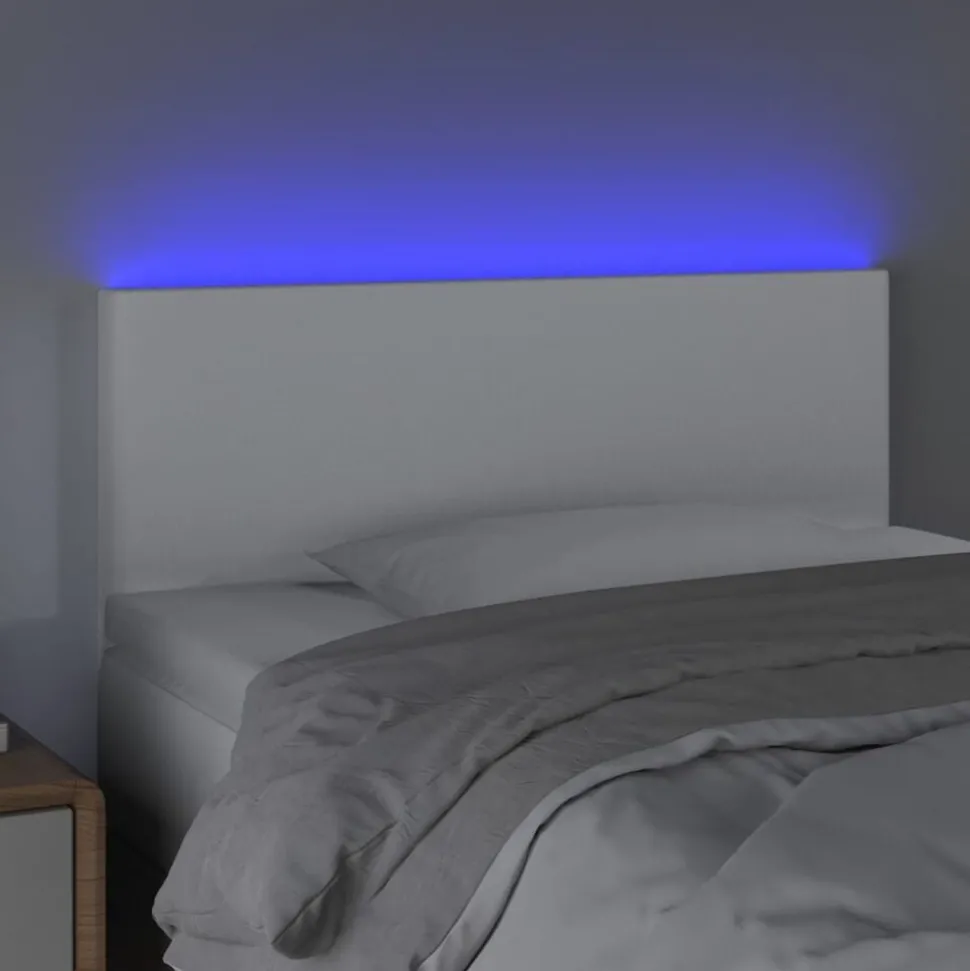 vidaXL Hoofdbord LED 80x5x78/88 cm kunstleer wit