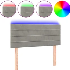 vidaXL Hoofdbord LED 80x5x78/88 cm fluweel lichtgrijs