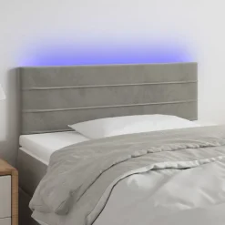 vidaXL Hoofdbord LED 80x5x78/88 cm fluweel lichtgrijs