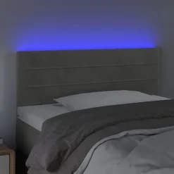 vidaXL Hoofdbord LED 80x5x78/88 cm fluweel lichtgrijs