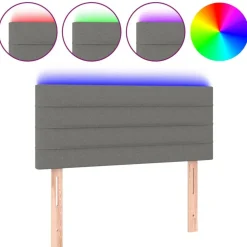 vidaXL Hoofdbord LED 80x5x78/88 cm stof donkergrijs