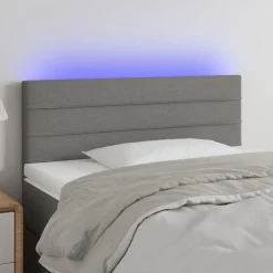 vidaXL Hoofdbord LED 80x5x78/88 cm stof donkergrijs