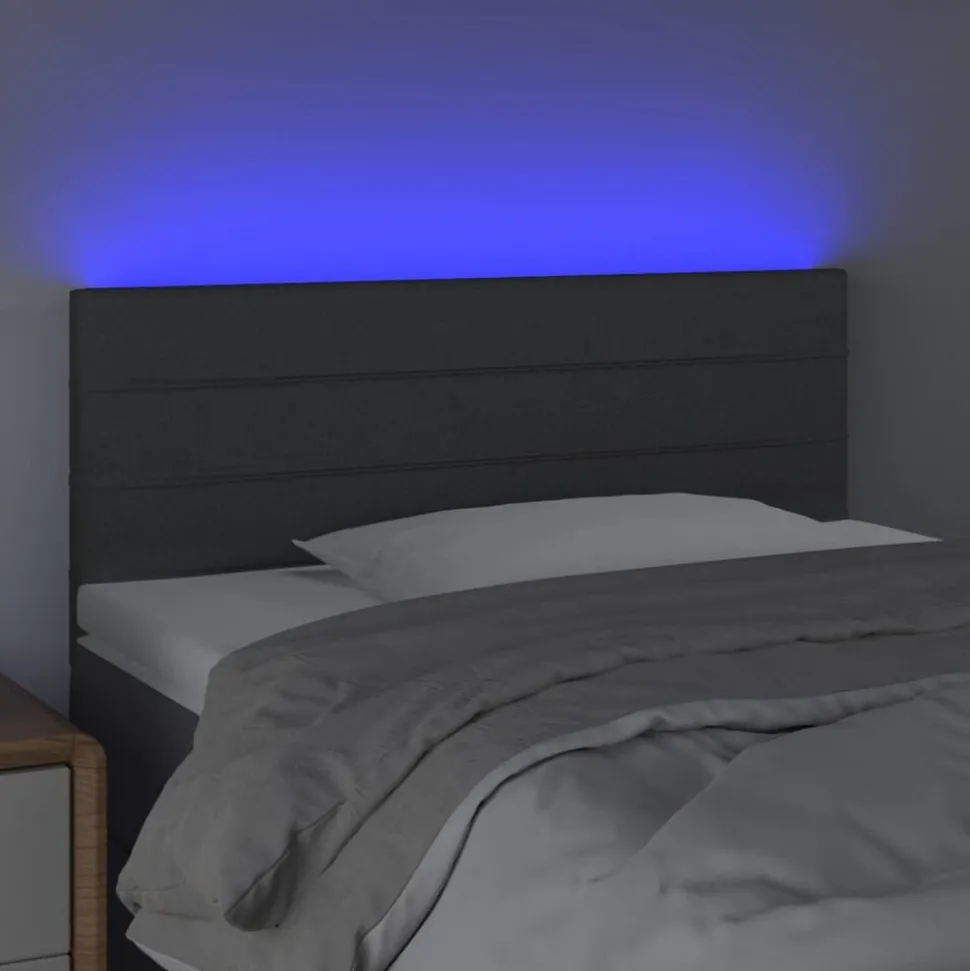 vidaXL Hoofdbord LED 80x5x78/88 cm stof donkergrijs