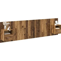 vidaXL Hoofdbord Met Kast met lade 3 pcs Oud Hout Bewerkt hout