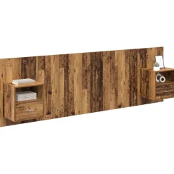 vidaXL Hoofdbord Met Kast met lade 3 pcs Oud Hout Bewerkt hout