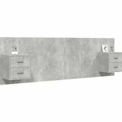 vidaXL Hoofdbord met kastjes bewerkt hout betongrijs