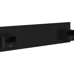 vidaXL Hoofdbord Met Kast met lade 3 pcs Zwart Eiken Bewerkt hout