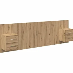 vidaXL Hoofdbord Met Kast met lade 3 pcs Artisan Eiken Bewerkt hout