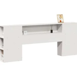 vidaXL Hoofdbord met opbergruimte 200 cm massief grenenhout wit