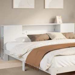vidaXL Hoofdbord met opbergruimte 200 cm massief grenenhout wit
