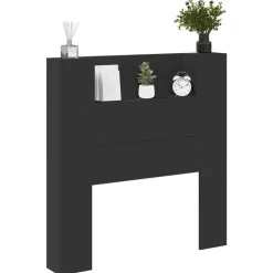 vidaXL Hoofdbord met plank Zwart 100 x 16,5 x 103,5 cm Bewerkt hout