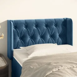 vidaXL Hoofdbord met randen 83x16x78/88 cm fluweel donkerblauw