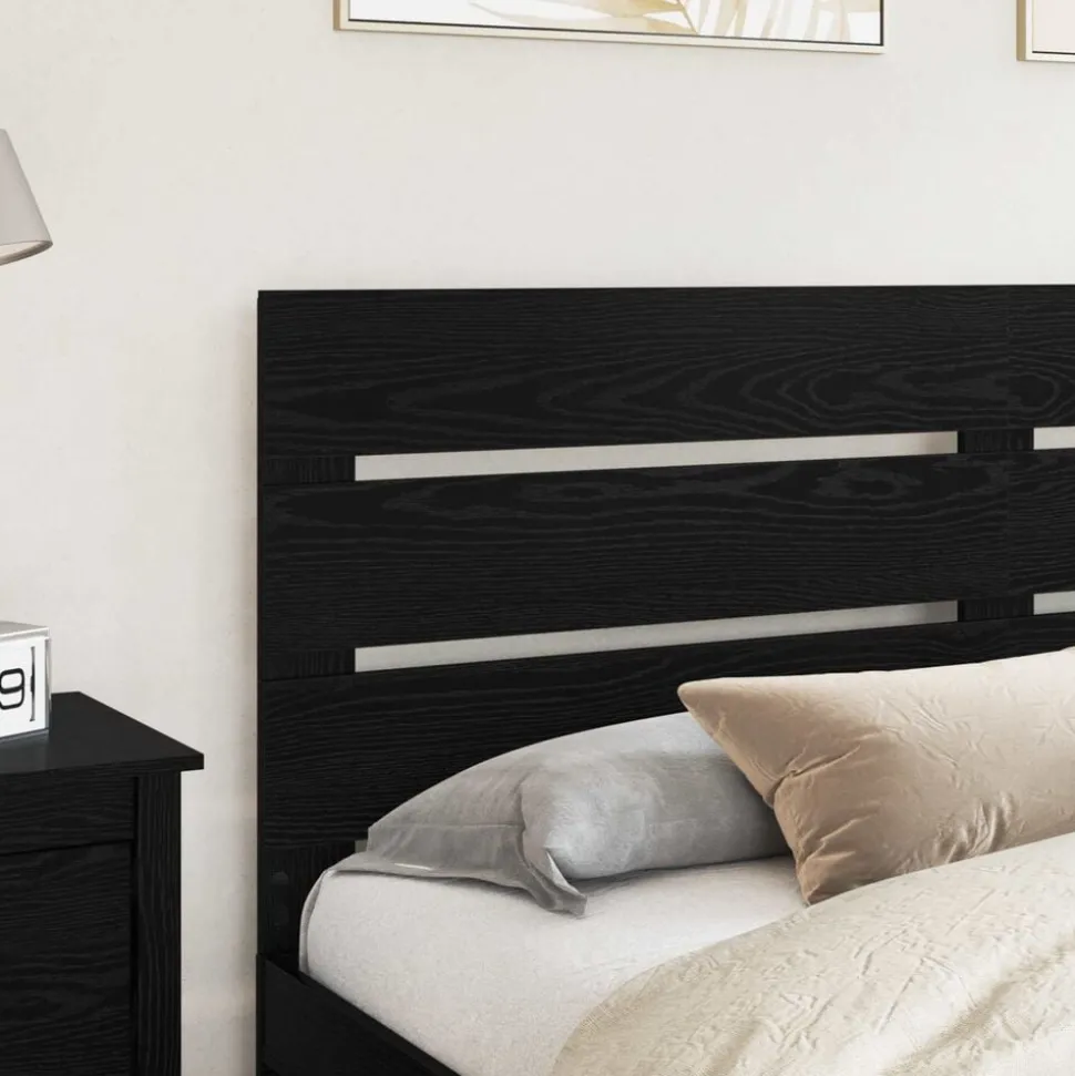 vidaXL Hoofdbord Zwart Eiken 100 cm Bewerkt hout