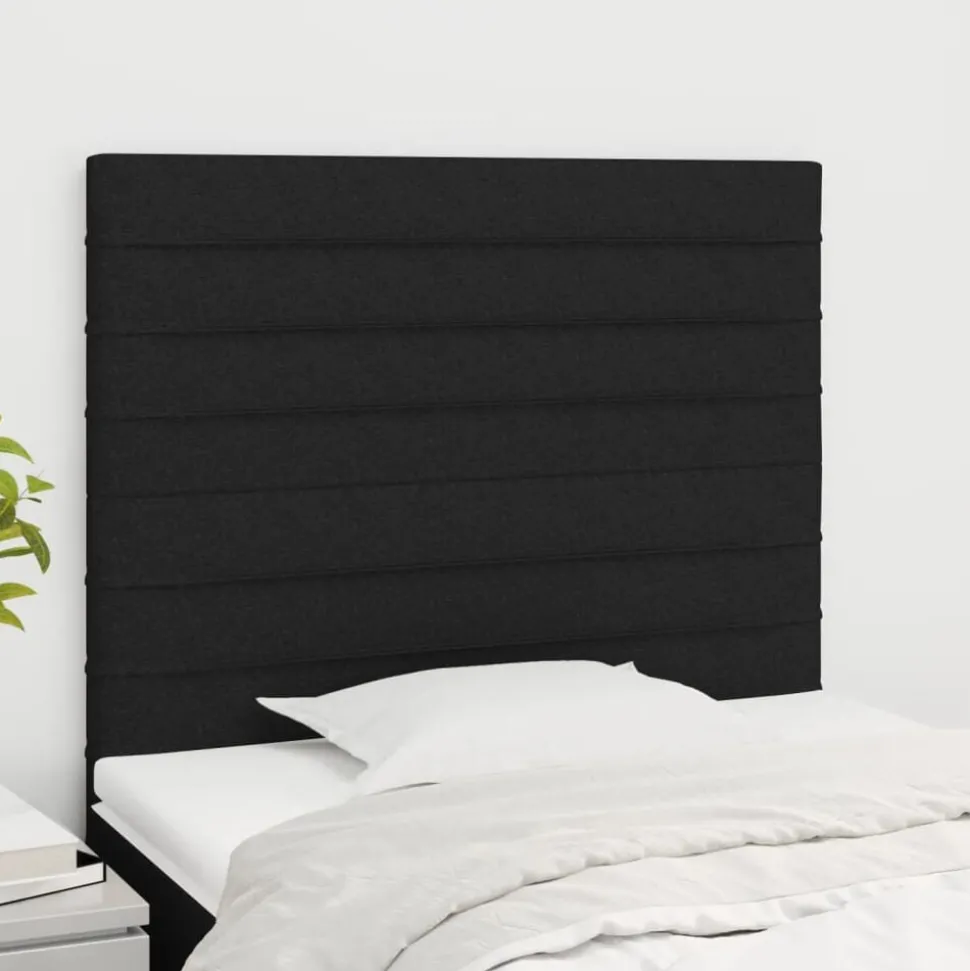 vidaXL Hoofdbord zwart 80x5x118/128 cm stof