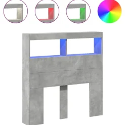 vidaXL Hoofdbordkast met LED-verlichting 100x17x102 cm betongrijs