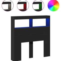 vidaXL Hoofdbordkast met LED-verlichting 100x17x102 cm zwart