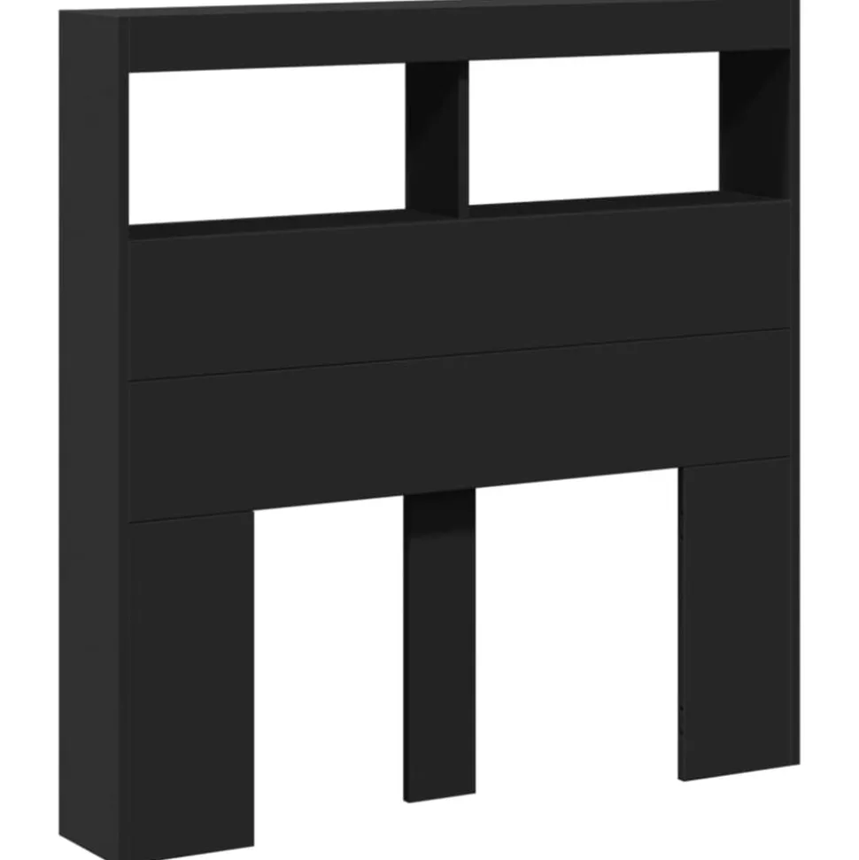 vidaXL Hoofdbordkast met LED-verlichting 100x17x102 cm zwart